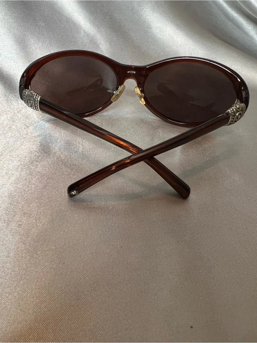 Brighton Vintage Ayu Bead Sunglasses Brown Handmade Oval Scroll Accents No Case